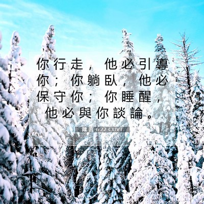 Picture 07 - 箴 言 6:22 CUVT - 你 行 走 ， 他 必 引 導 你 ； 你 躺 - Bible Verse Picture