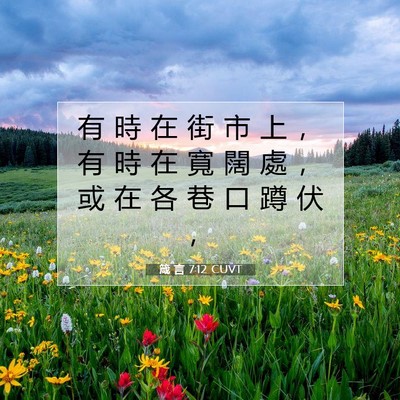 Picture 07 - 箴 言 7:12 CUVT - 有 時 在 街 市 上 ， 有 時 在 寬 闊 - Bible Verse Picture
