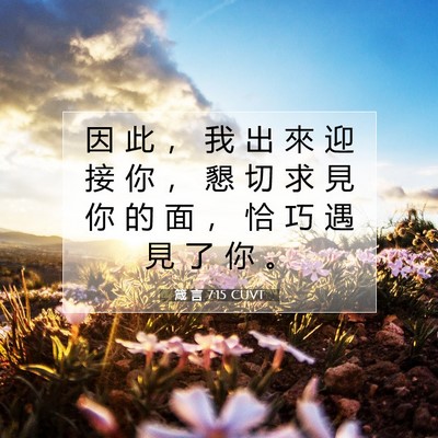 Picture 07 - 箴 言 7:15 CUVT - 因 此 ， 我 出 來 迎 接 你 ， 懇 切 - Bible Verse Picture