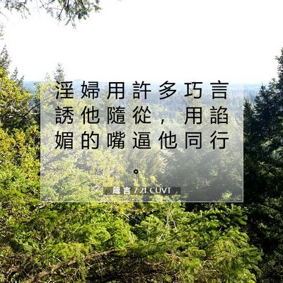 Picture 07 - 箴 言 7:21 CUVT - 淫 婦 用 許 多 巧 言 誘 他 隨 從 ， - Bible Verse Picture