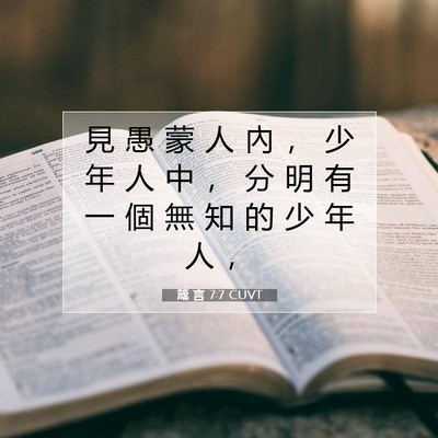Picture 07 - 箴 言 7:7 CUVT - 見 愚 蒙 人 內 ， 少 年 人 中 ， 分 - Bible Verse Picture