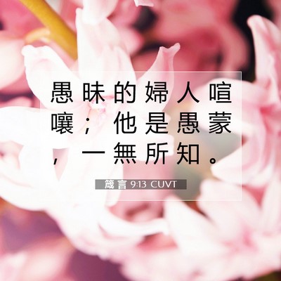Picture 07 - 箴 言 9:13 CUVT - 愚 昧 的 婦 人 喧 嚷 ； 他 是 愚 蒙 - Bible Verse Picture