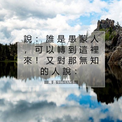 Picture 07 - 箴 言 9:16 CUVT - 說 ： 誰 是 愚 蒙 人 ， 可 以 轉 到 - Bible Verse Picture