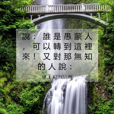 Picture 07 - 箴 言 9:4 CUVT - 說 ： 誰 是 愚 蒙 人 ， 可 以 轉 到 - Bible Verse Picture