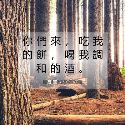Picture 07 - 箴 言 9:5 CUVT - 你 們 來 ， 吃 我 的 餅 ， 喝 我 調 - Bible Verse Picture
