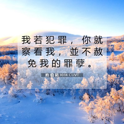 Picture 07 - 約 伯 記 10:14 CUVT - 我 若 犯 罪 ， 你 就 察 看 我 ， 並 - Bible Verse Picture