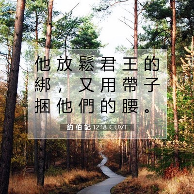 Picture 07 - 約 伯 記 12:18 CUVT - 他 放 鬆 君 王 的 綁 ， 又 用 帶 子 - Bible Verse Picture