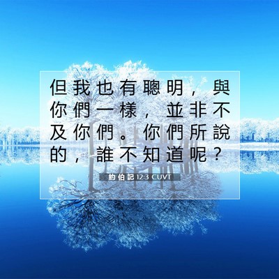 Picture 07 - 約 伯 記 12:3 CUVT - 但 我 也 有 聰 明 ， 與 你 們 一 樣 - Bible Verse Picture