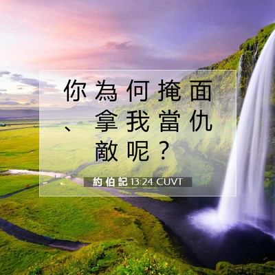 Picture 07 - 約 伯 記 13:24 CUVT - 你 為 何 掩 面 、 拿 我 當 仇 敵 呢 - Bible Verse Picture
