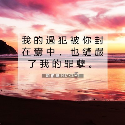 Picture 07 - 約 伯 記 14:17 CUVT - 我 的 過 犯 被 你 封 在 囊 中 ， 也 - Bible Verse Picture