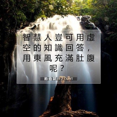 Picture 07 - 約 伯 記 15:2 CUVT - 智 慧 人 豈 可 用 虛 空 的 知 識 回 - Bible Verse Picture