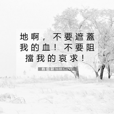 Picture 07 - 約 伯 記 16:18 CUVT - 地 啊 ， 不 要 遮 蓋 我 的 血 ！ 不 - Bible Verse Picture