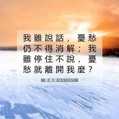 Picture 07 - 約 伯 記 16:6 CUVT - 我 雖 說 話 ， 憂 愁 仍 不 得 消 解 - Bible Verse Picture
