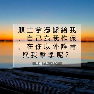 Picture 07 - 約 伯 記 17:3 CUVT - 願 主 拿 憑 據 給 我 ， 自 己 為 我 - Bible Verse Picture