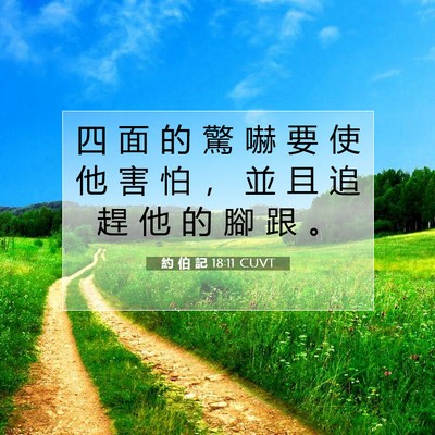 Picture 07 - 約 伯 記 18:11 CUVT - 四 面 的 驚 嚇 要 使 他 害 怕 ， 並 - Bible Verse Picture