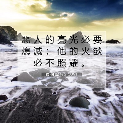 Picture 07 - 約 伯 記 18:5 CUVT - 惡 人 的 亮 光 必 要 熄 滅 ； 他 的 - Bible Verse Picture