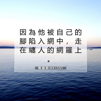 Picture 07 - 約 伯 記 18:8 CUVT - 因 為 他 被 自 己 的 腳 陷 入 網 中 - Bible Verse Picture