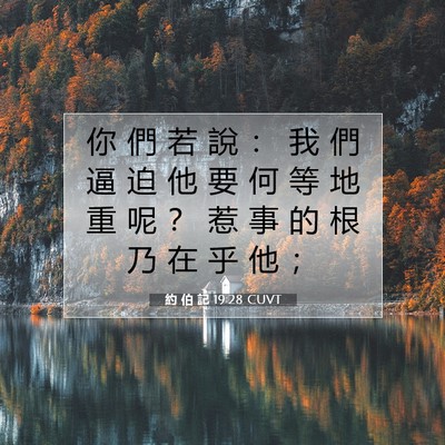 Picture 07 - 約 伯 記 19:28 CUVT - 你 們 若 說 ： 我 們 逼 迫 他 要 何 - Bible Verse Picture