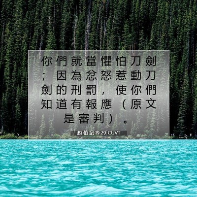 Picture 07 - 約 伯 記 19:29 CUVT - 你 們 就 當 懼 怕 刀 劍 ； 因 為 忿 - Bible Verse Picture