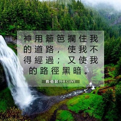 Picture 07 - 約 伯 記 19:8 CUVT - 神 用 籬 笆 攔 住 我 的 道 路 ， 使 - Bible Verse Picture