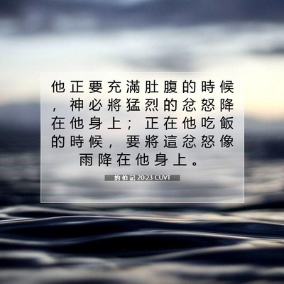 Picture 07 - 約 伯 記 20:23 CUVT - 他 正 要 充 滿 肚 腹 的 時 候 ， 神 - Bible Verse Picture