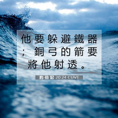 Picture 07 - 約 伯 記 20:24 CUVT - 他 要 躲 避 鐵 器 ； 銅 弓 的 箭 要 - Bible Verse Picture