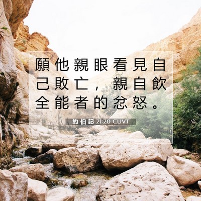Picture 07 - 約 伯 記 21:20 CUVT - 願 他 親 眼 看 見 自 己 敗 亡 ， 親 - Bible Verse Picture