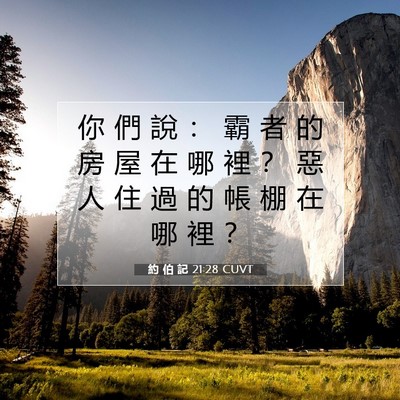 Picture 07 - 約 伯 記 21:28 CUVT - 你 們 說 ： 霸 者 的 房 屋 在 哪 裡 - Bible Verse Picture