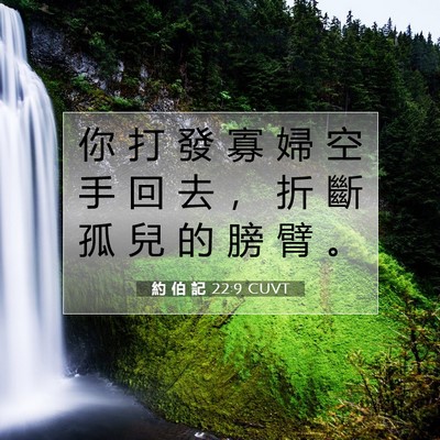 Picture 07 - 約 伯 記 22:9 CUVT - 你 打 發 寡 婦 空 手 回 去 ， 折 斷 - Bible Verse Picture
