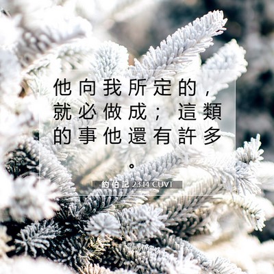 Picture 07 - 約 伯 記 23:14 CUVT - 他 向 我 所 定 的 ， 就 必 做 成 ； - Bible Verse Picture