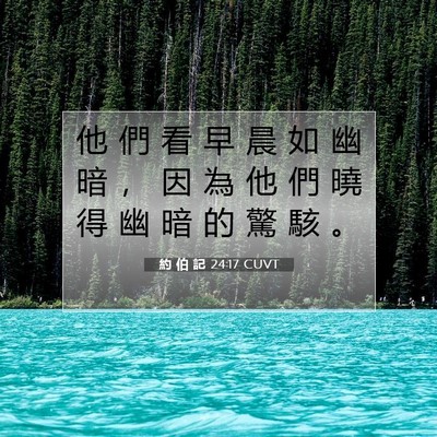 Picture 07 - 約 伯 記 24:17 CUVT - 他 們 看 早 晨 如 幽 暗 ， 因 為 他 - Bible Verse Picture