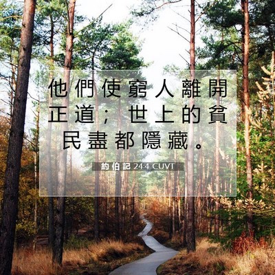 Picture 07 - 約 伯 記 24:4 CUVT - 他 們 使 窮 人 離 開 正 道 ； 世 上 - Bible Verse Picture