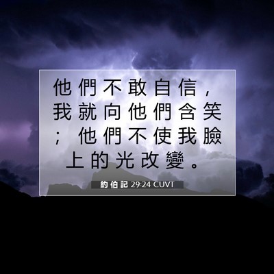 Picture 07 - 約 伯 記 29:24 CUVT - 他 們 不 敢 自 信 ， 我 就 向 他 們 - Bible Verse Picture