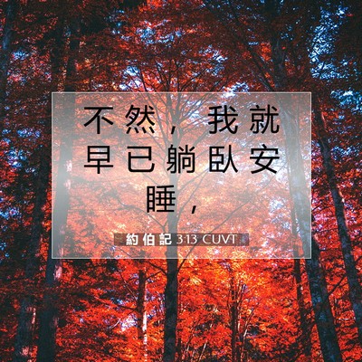 Picture 07 - 約 伯 記 3:13 CUVT - 不 然 ， 我 就 早 已 躺 臥 安 睡 - Bible Verse Picture