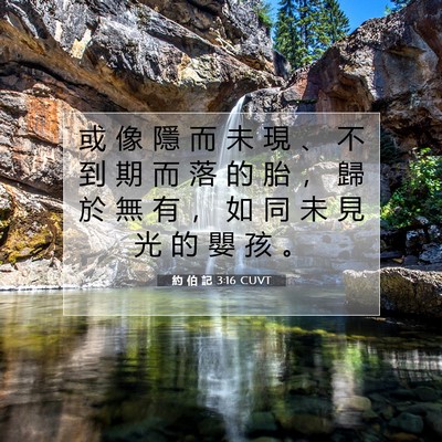 Picture 07 - 約 伯 記 3:16 CUVT - 或 像 隱 而 未 現 、 不 到 期 而 落 - Bible Verse Picture