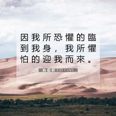 Picture 07 - 約 伯 記 3:25 CUVT - 因 我 所 恐 懼 的 臨 到 我 身 ， 我 - Bible Verse Picture