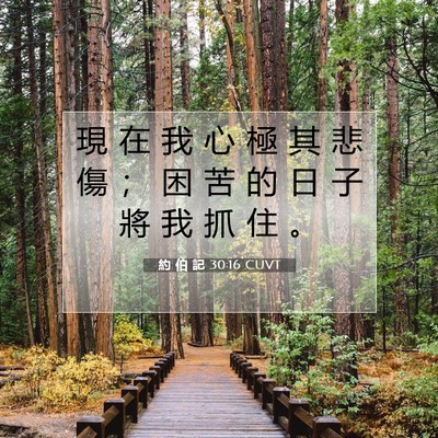 Picture 07 - 約 伯 記 30:16 CUVT - 現 在 我 心 極 其 悲 傷 ； 困 苦 的 - Bible Verse Picture