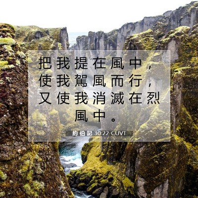 Picture 07 - 約 伯 記 30:22 CUVT - 把 我 提 在 風 中 ， 使 我 駕 風 而 - Bible Verse Picture
