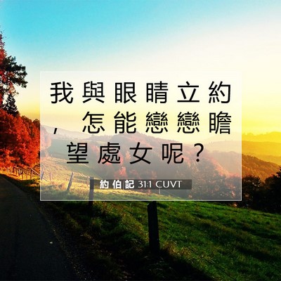 Picture 07 - 約 伯 記 31:1 CUVT - 我 與 眼 睛 立 約 ， 怎 能 戀 戀 瞻 - Bible Verse Picture