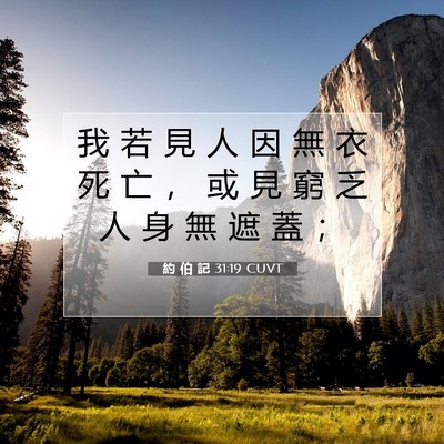 Picture 07 - 約 伯 記 31:19 CUVT - 我 若 見 人 因 無 衣 死 亡 ， 或 見 - Bible Verse Picture