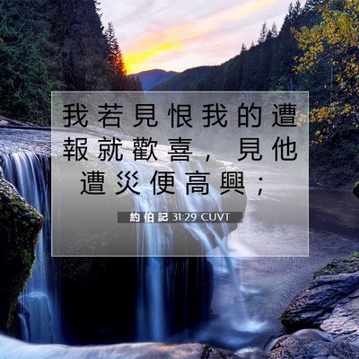 Picture 07 - 約 伯 記 31:29 CUVT - 我 若 見 恨 我 的 遭 報 就 歡 喜 ， - Bible Verse Picture