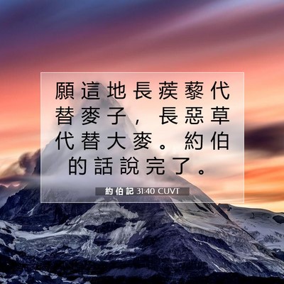 Picture 07 - 約 伯 記 31:40 CUVT - 願 這 地 長 蒺 藜 代 替 麥 子 ， 長 - Bible Verse Picture