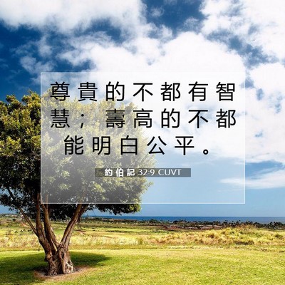 Picture 07 - 約 伯 記 32:9 CUVT - 尊 貴 的 不 都 有 智 慧 ； 壽 高 的 - Bible Verse Picture