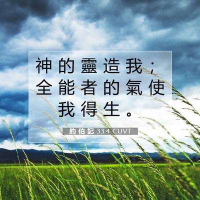 Picture 07 - 約 伯 記 33:4 CUVT - 神 的 靈 造 我 ； 全 能 者 的 氣 使 - Bible Verse Picture
