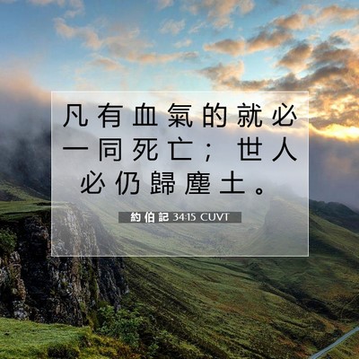 Picture 07 - 約 伯 記 34:15 CUVT - 凡 有 血 氣 的 就 必 一 同 死 亡 ； - Bible Verse Picture