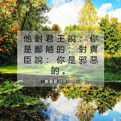 Picture 07 - 約 伯 記 34:18 CUVT - 他 對 君 王 說 ： 你 是 鄙 陋 的 ； - Bible Verse Picture