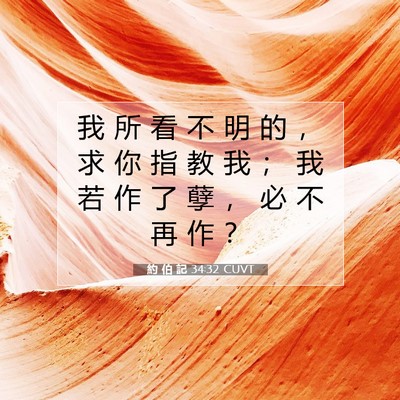 Picture 07 - 約 伯 記 34:32 CUVT - 我 所 看 不 明 的 ， 求 你 指 教 我 - Bible Verse Picture