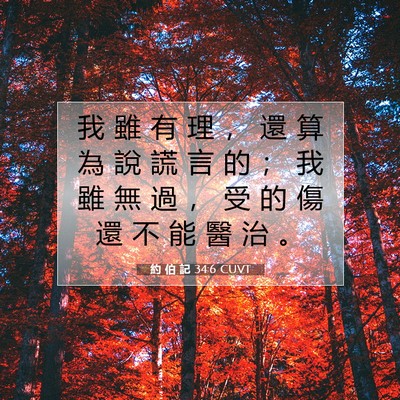 Picture 07 - 約 伯 記 34:6 CUVT - 我 雖 有 理 ， 還 算 為 說 謊 言 的 - Bible Verse Picture