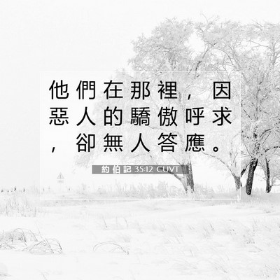 Picture 07 - 約 伯 記 35:12 CUVT - 他 們 在 那 裡 ， 因 惡 人 的 驕 傲 - Bible Verse Picture