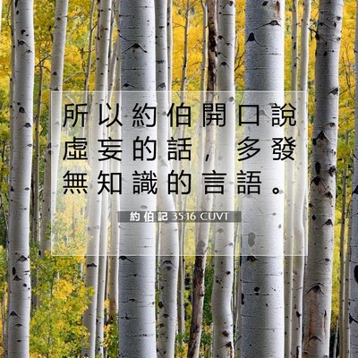 Picture 07 - 約 伯 記 35:16 CUVT - 所 以 約 伯 開 口 說 虛 妄 的 話 ， - Bible Verse Picture